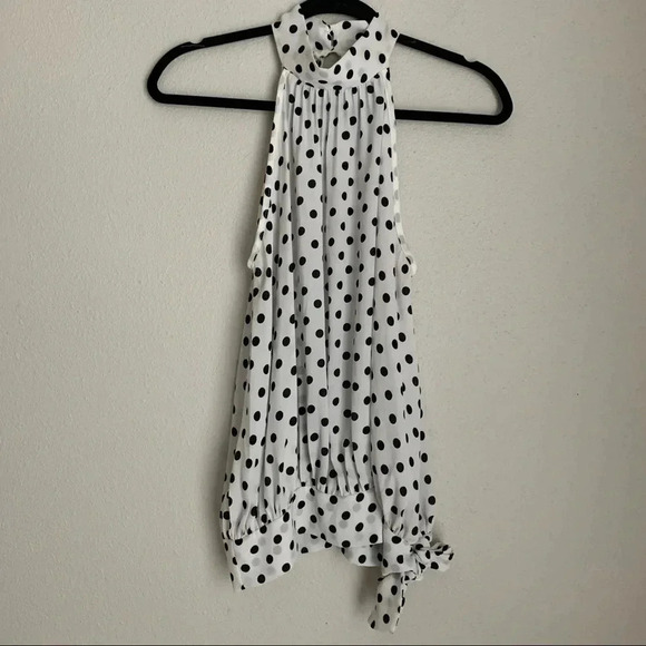 Ee:some polka dot side tie high neck tank top - Picture 1 of 8